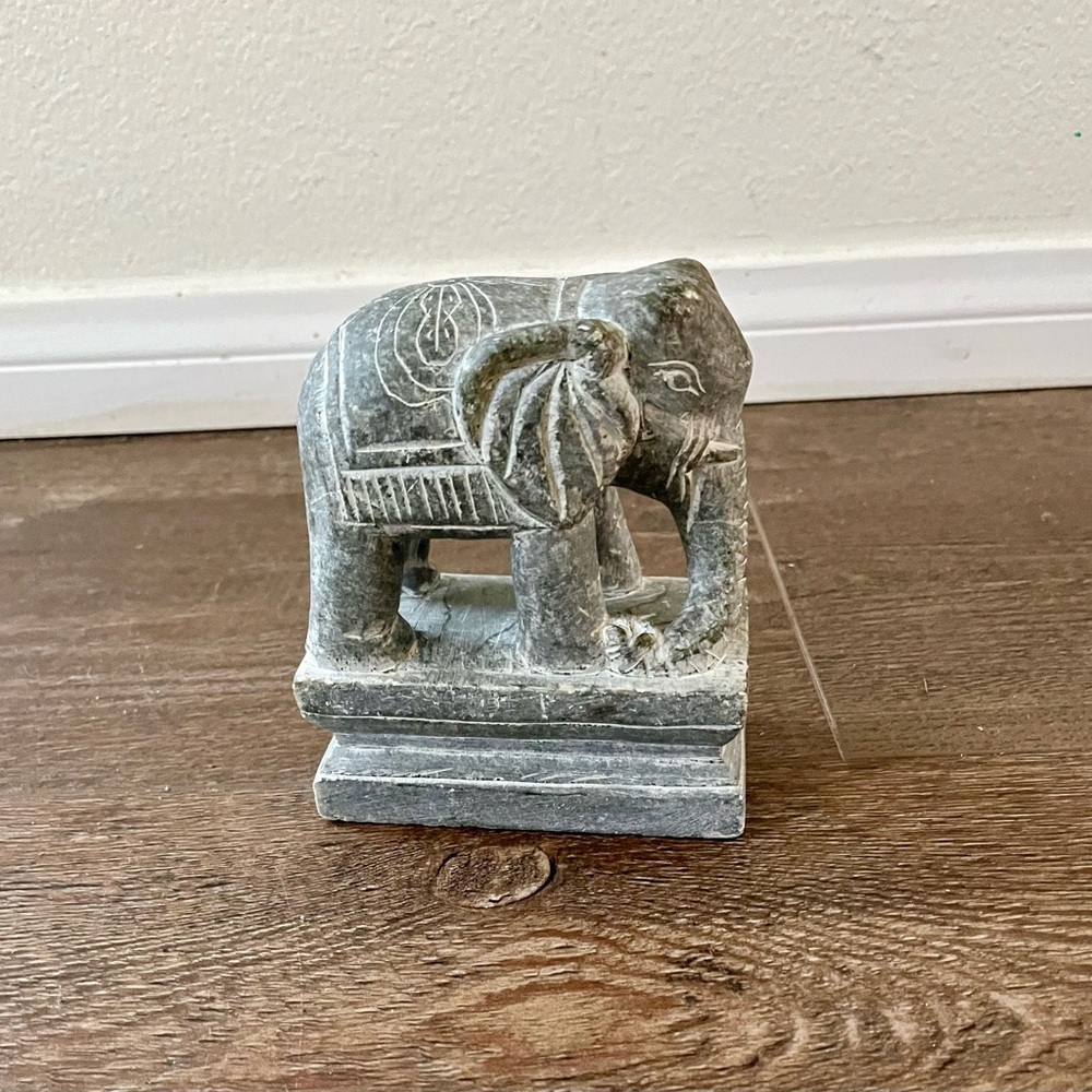 Gray Elephant Stone Sculpture